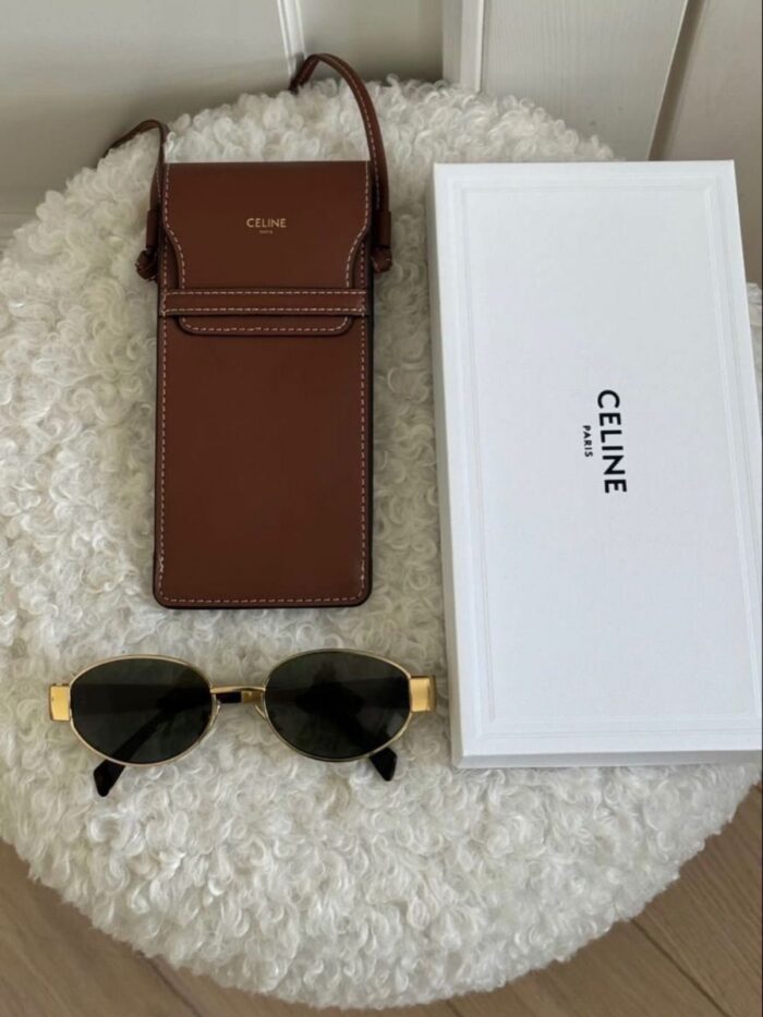 Celine Original Premium Full Set Güneş Gözlüğü - Gold Siyah