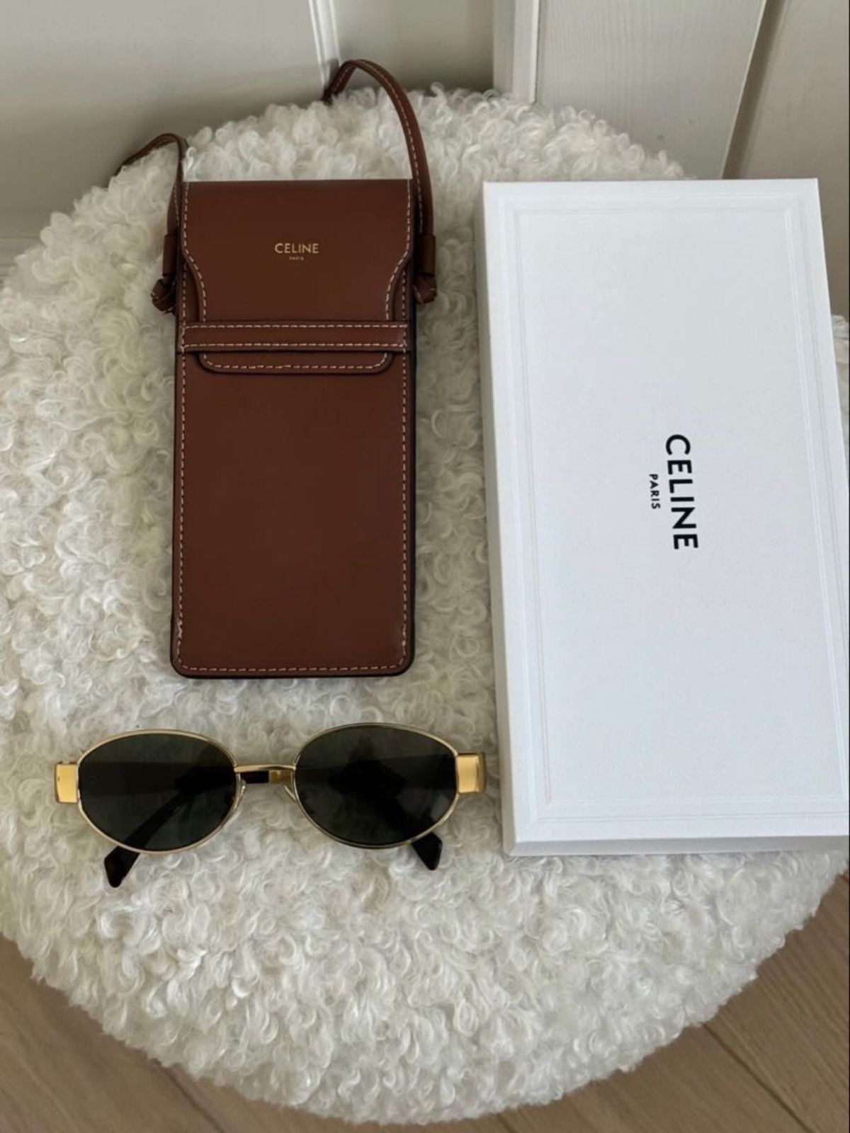 Celine Original Premium Full Set Güneş Gözlüğü - Gold Siyah