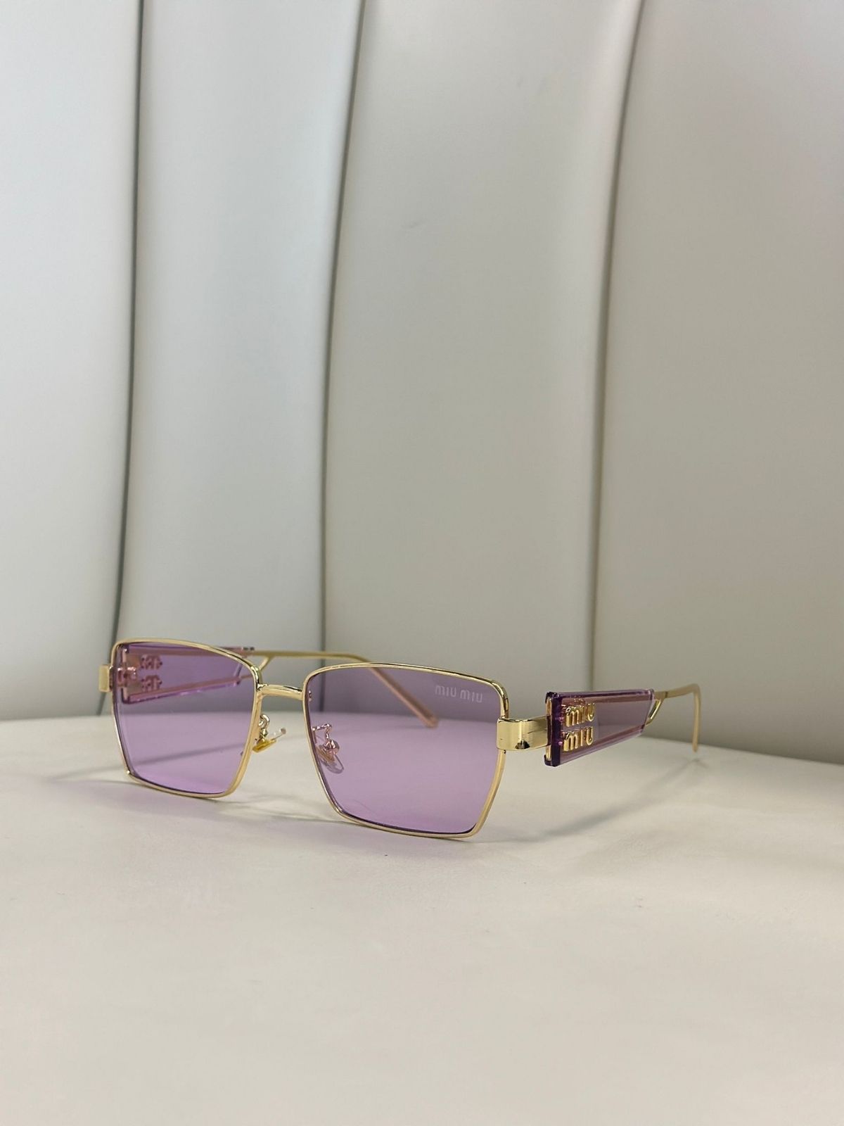 Mıu Mıu Dikdörtgen Tasarım Güneş Gözlüğü -Lila