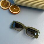 Gucci Unisex Dikdörtgen Asetat Güneş Gözlüğü-Yeşil Transparan