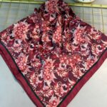 Mimoza Desen Vual İpek Eşarp-6203408-Vişne