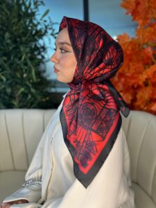 Oxxo Desen Vual İpek Eşarp-6203662-Kırmızı