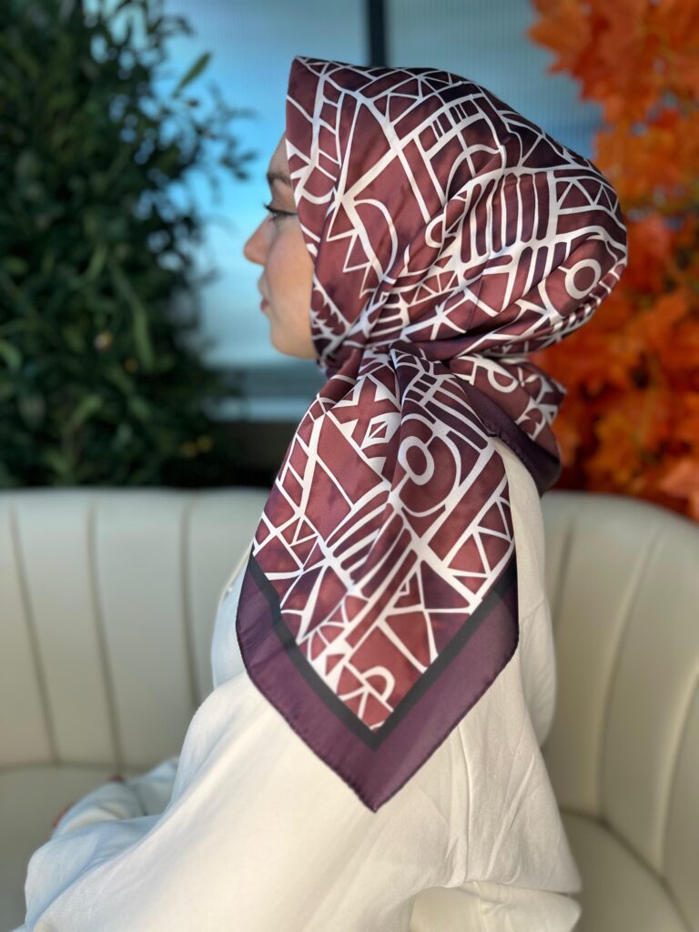 Oxxo Desen Vual İpek Eşarp-6203662-Kahve