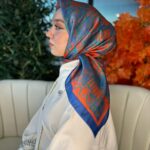 Oxxo Desen Vual İpek Eşarp -6203662-Portakal