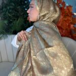 Hürrem Sultan Kendinden Dokulu Çift Taraflı Şal-2000-Antik bronz