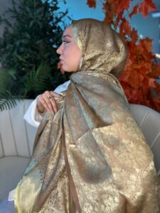 Hürrem Sultan Kendinden Dokulu Çift Taraflı Şal-2000-Antik bronz