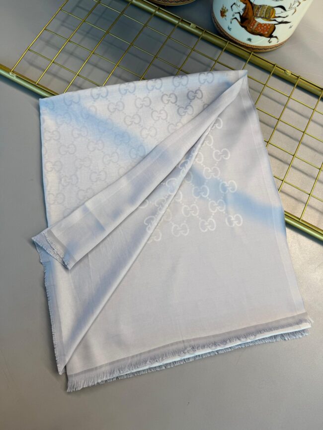 G Desen Kendinden Dokulu Desenli İtalyan Şal-10009-Gümüş