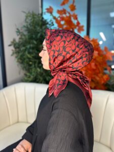 Coach Desen Vual  İpek Eşarp-86826-Kırmızı