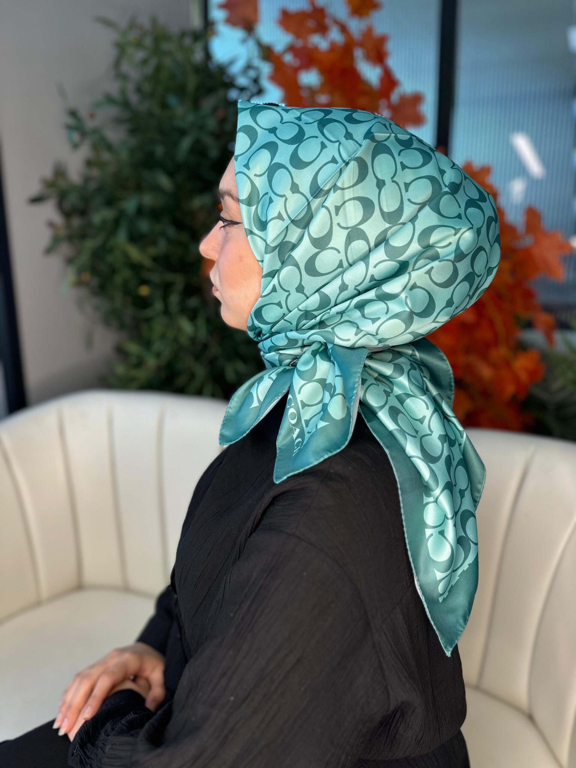 Coach Desen Vual  İpek Eşarp-86826-Mint