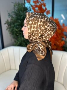 Coach Desen Vual  İpek Eşarp-86826-Kahve