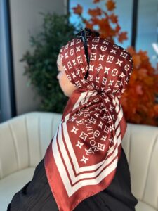 Lv Desen Vual  İpek Eşarp-6204527-Bordo