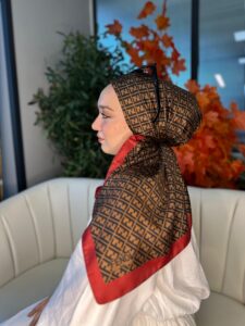 Fendi Desen Vual  İpek Eşarp-6204527-Kırmızı