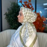 Celine  Desen Vual  İpek Eşarp-6204527-Yağ Yeşili