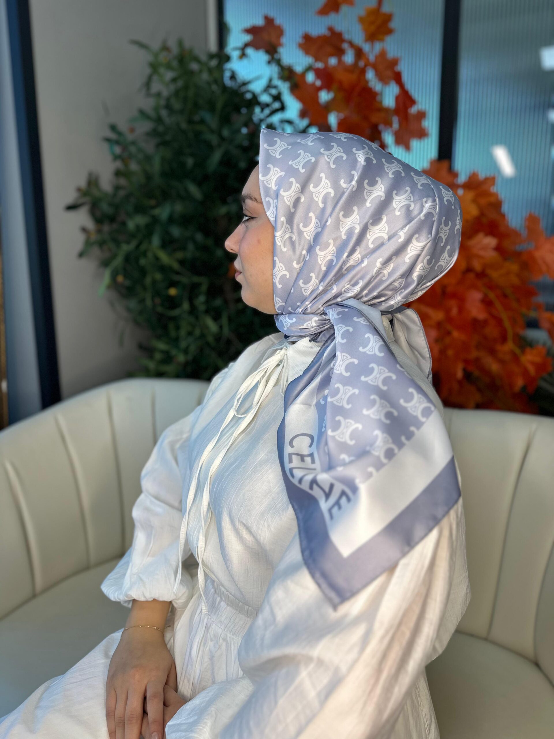 Celine  Desen Vual  İpek Eşarp-6204527-Gümüş