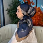 Burberry Kare  Desen Vual  İpek Eşarp-8682626-Lacivert