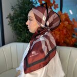 Burberry Kare   Desen Vual  İpek Eşarp-8682626-Bordo