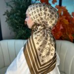 Lv Desen Vual  İpek Eşarp-6204527-Karamel Kahve