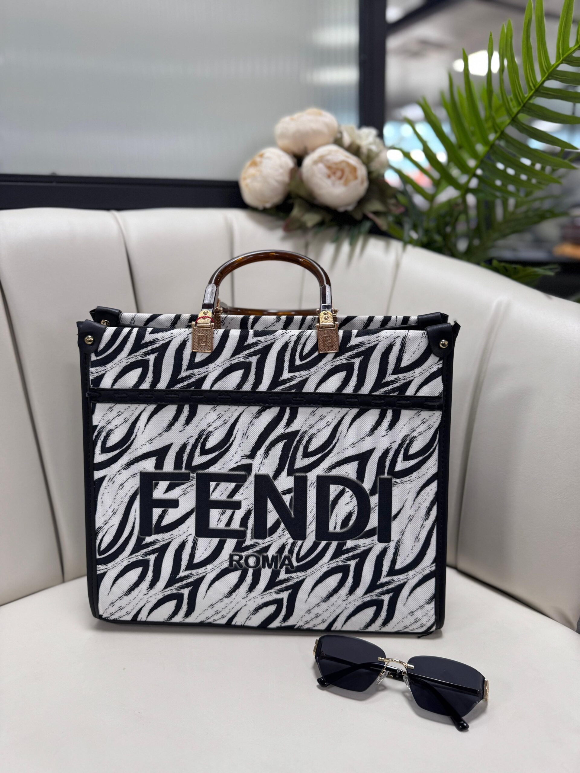 Fendi İthal Çanta-869844- İndigo- Ekru