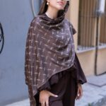 Ysl Desen Kendinden Dokulu Desenli İtalyan Şal-10010-Kahve