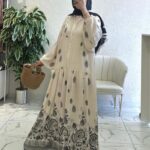 Çini Border Desen  Elbise - Siyah