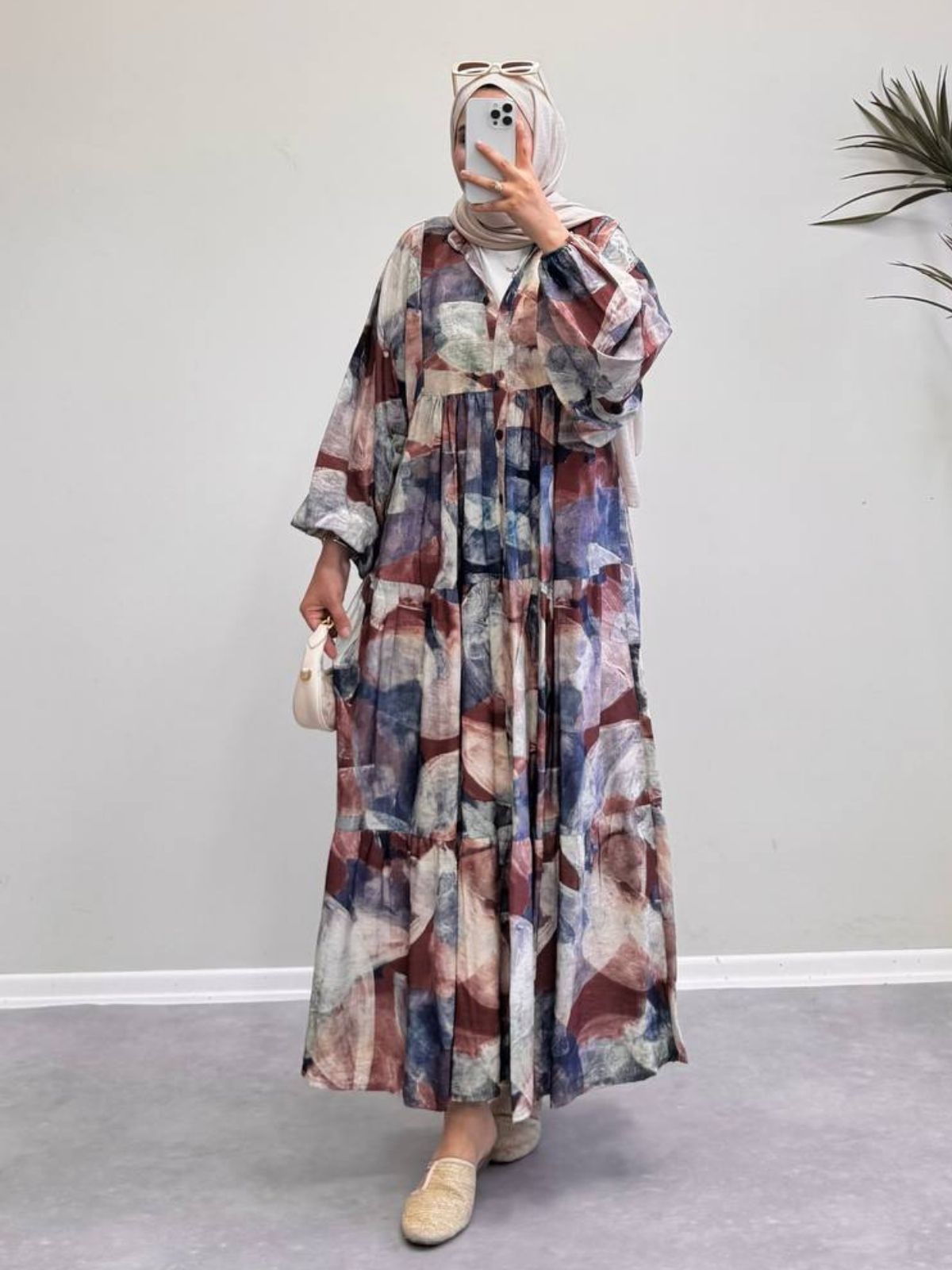 Nora Moon Elbise L10042 BÜYÜK BEDEN - Vişne