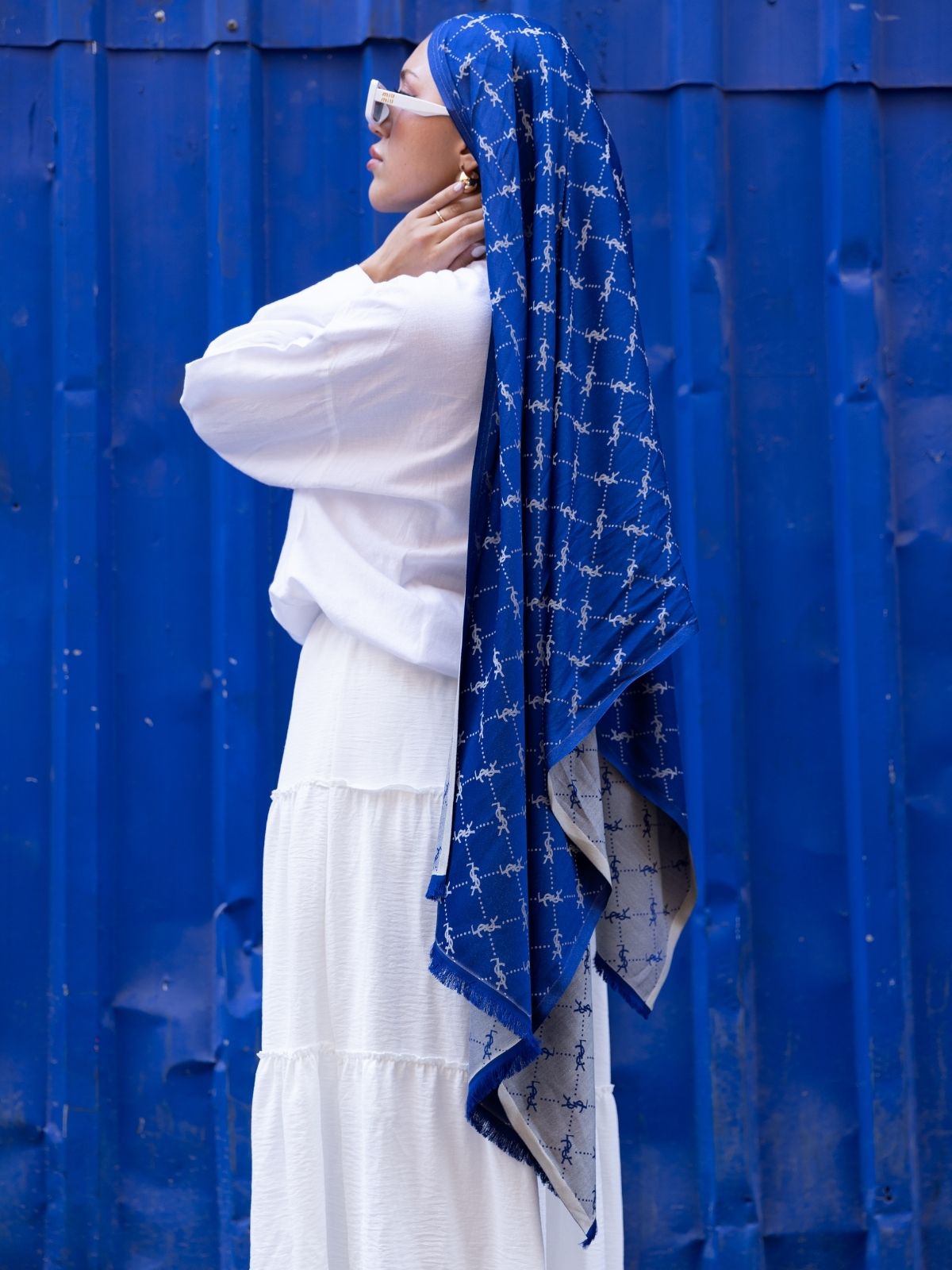 Ysl Desen Kendinden Dokulu Desenli İtalyan Şal-10010-Vizon - Görsel 5