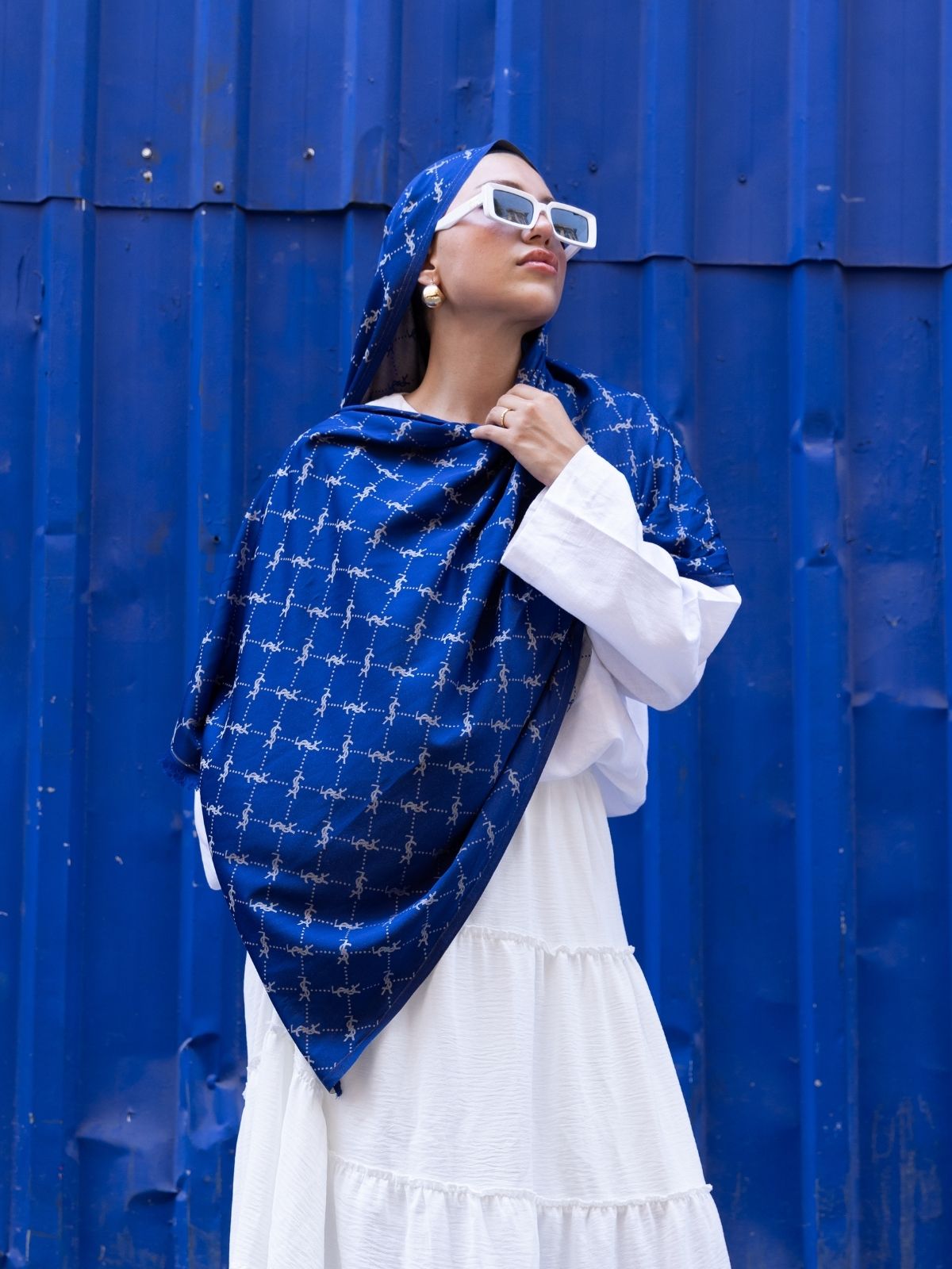 Ysl Desen Kendinden Dokulu Desenli İtalyan Şal-10010-Vizon