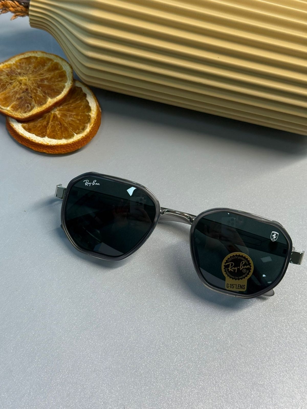 Ray-Ban Unisex Octagonal Classic - Gümüş - Koyu Yeşil Lens Güneş Gözlüğü