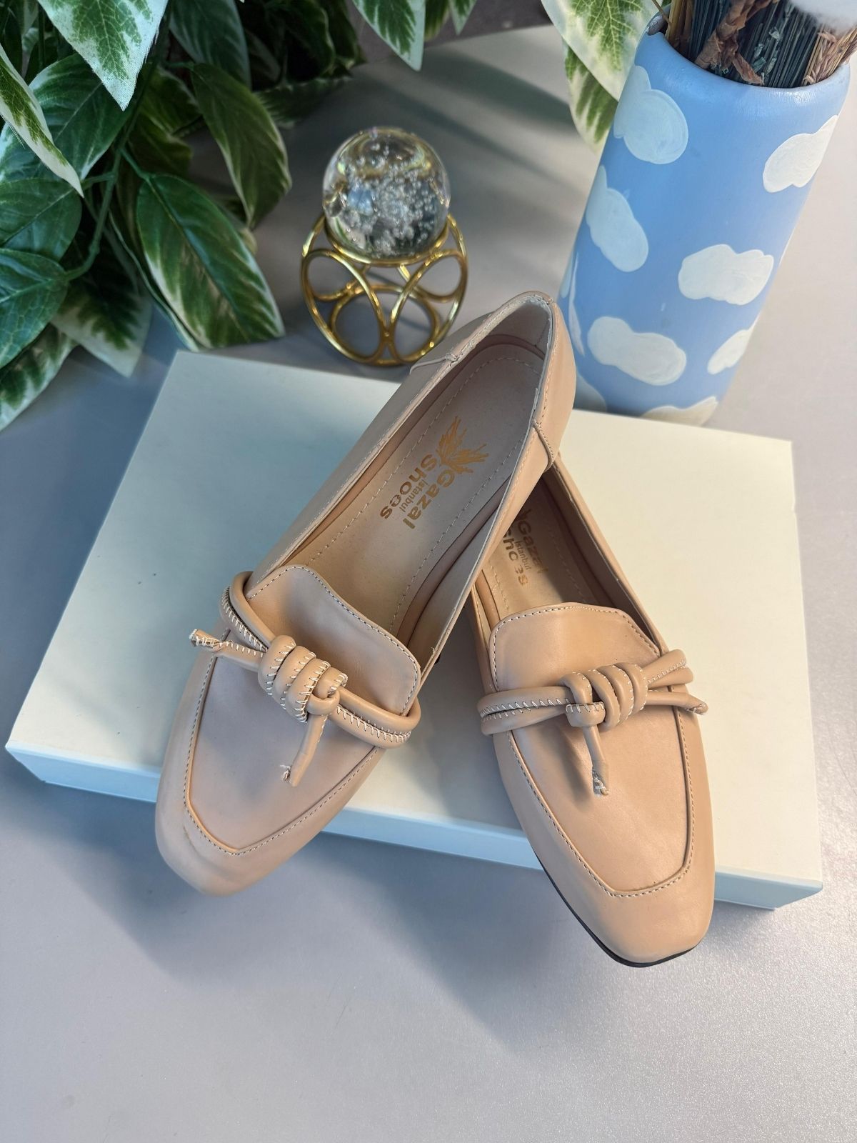 Klasik Babet Ayakkabı Fiyonk Detaylı - Vizon 37 Beden