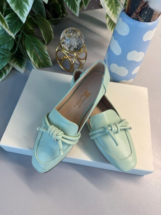 Klasik Babet Ayakkabı Fiyonk Detaylı - Su Yeşili 39 Beden