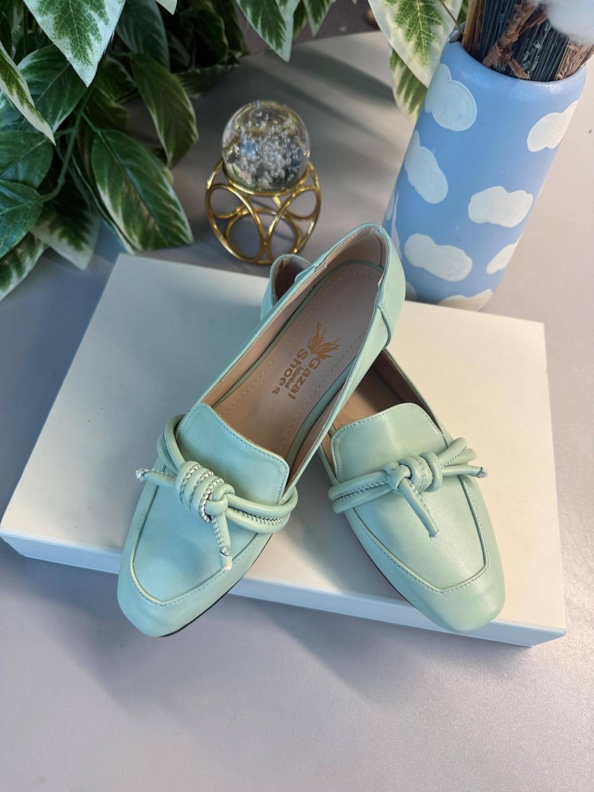 Klasik Babet Ayakkabı Fiyonk Detaylı - Su Yeşili 39 Beden