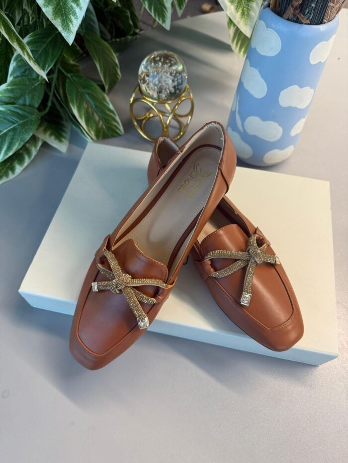 Klasik Babet Ayakkabı Taş Fiyonk - Taba 38 Beden