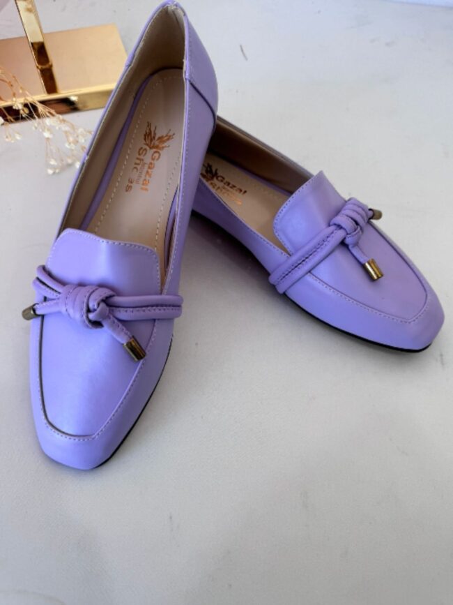 Klasik Babet Ayakkabı Fiyonk Detaylı - Lila 38 Beden
