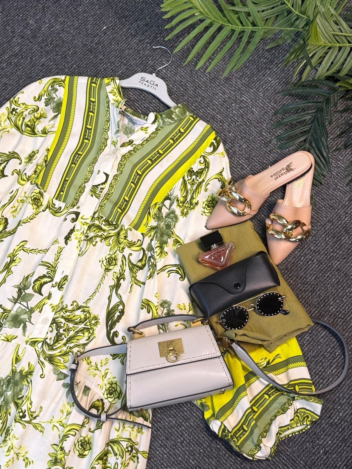 Versace Elbise -1220 - Yeşil