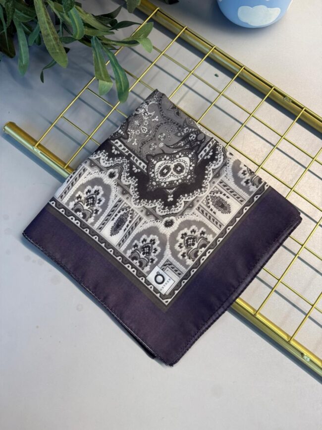 Retro Desen Pamuk Soft Eşarp 27092 - Morcivert