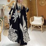 Çiçek Desen İkili Takım -Siyah