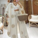 Nakışlı İkili Takım TK1003 -Bej