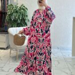 Gece Flora Elbise L10010 - Ahududu