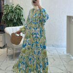 Lagün Flora Elbise L10011 - Zeytin