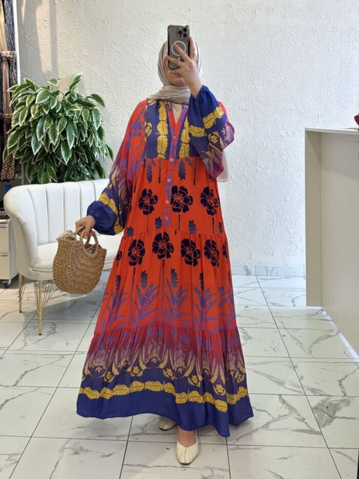 Ada Çiçek Elbise L10014 - Gün Batımı