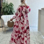 Ebruli Desen Elbise L10015 BÜYÜK BEDEN - Frambuaz