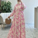 Orchid Maxi Elbise  L10021 BÜYÜK BEDEN - Pamuk Şekeri