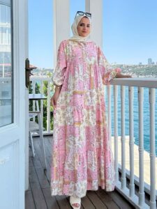 Bohem Rüya Elbise L10043 - Toz Orkide