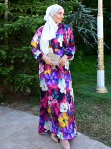 Lora Çiçek Desen Elbise L10055 - Orkide