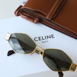 Celine Original Premium Full Set Geometrik Güneş Gözlüğü - Gold