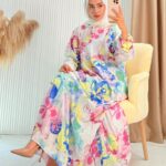 Şölen Desen Çiçek Elbise L10067 - Bahar Çiçeği