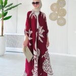 Çiçek Desen İkili Takım TK10077 - Derin Bordo