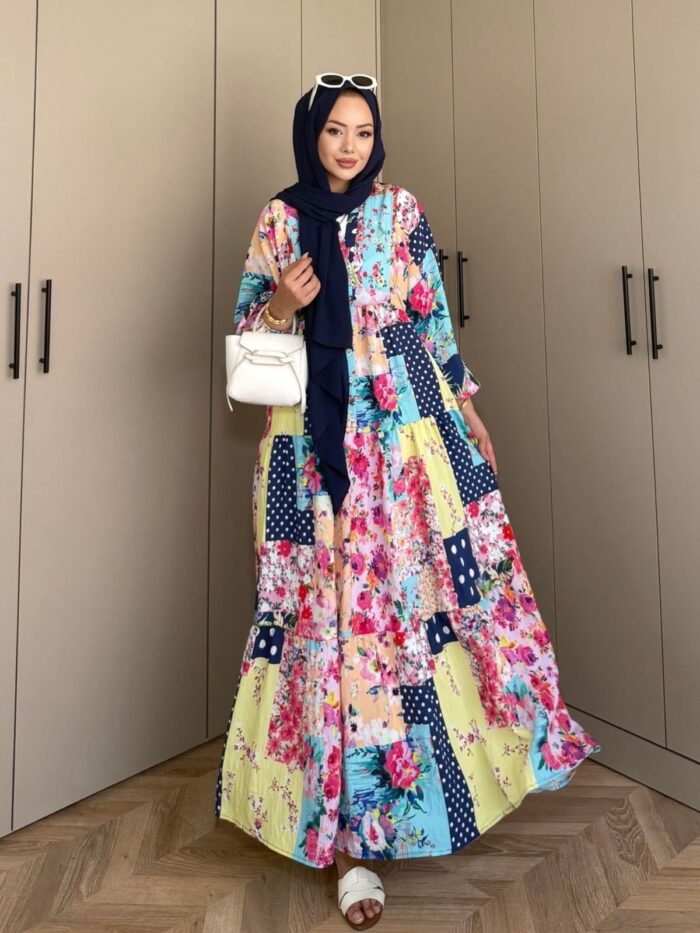 Majic Elbise L10080 - Patchwork Bahar