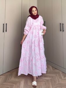 Lola Motif Desen Elbise L10085 - Pembe Rüya