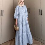 Lola Motif Desen Elbise L10087 - Mavi Rüya